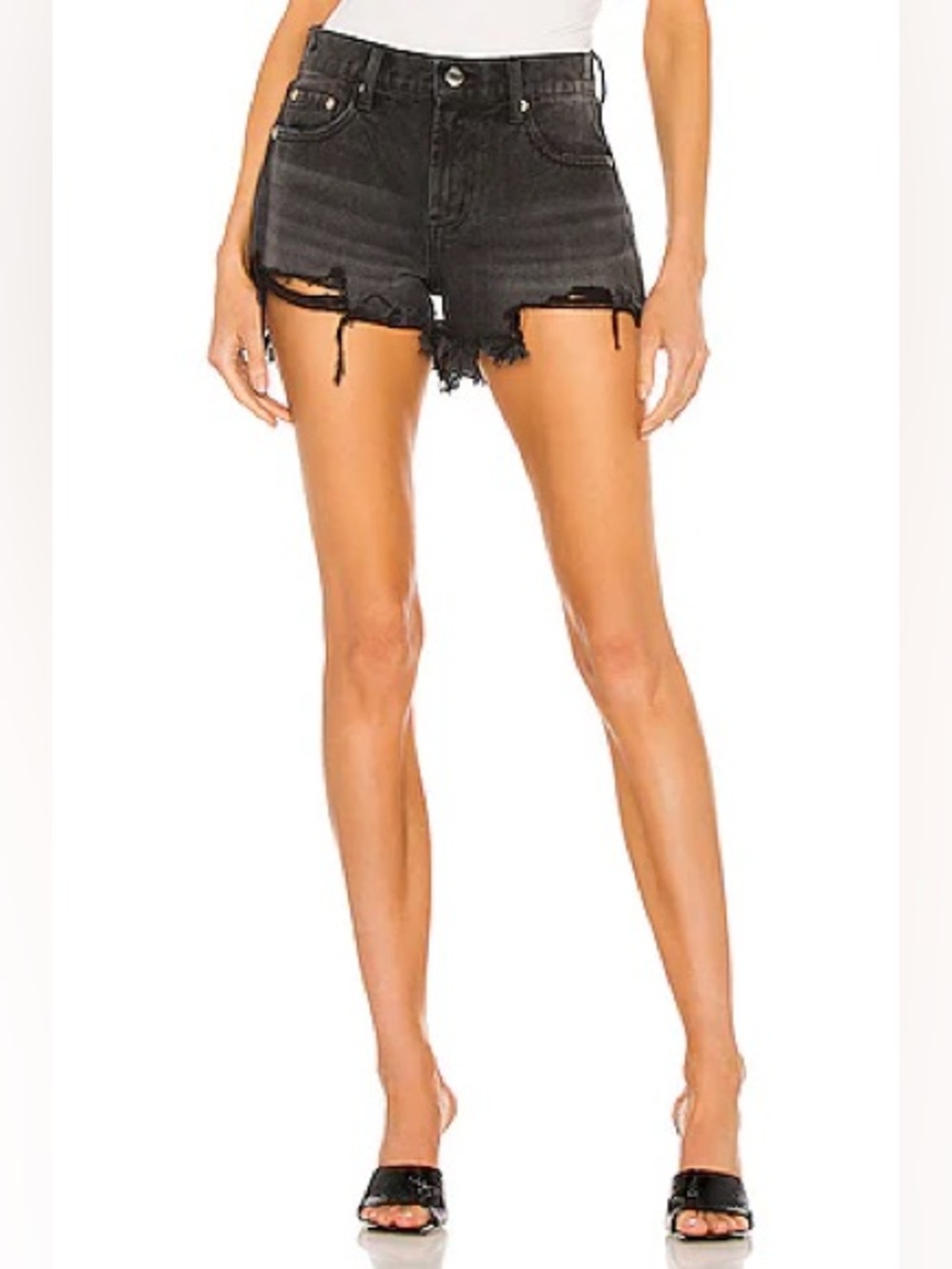 NWT Pistola Gigi Low Rise Cut Off Denim Shorts in Black - Size 26